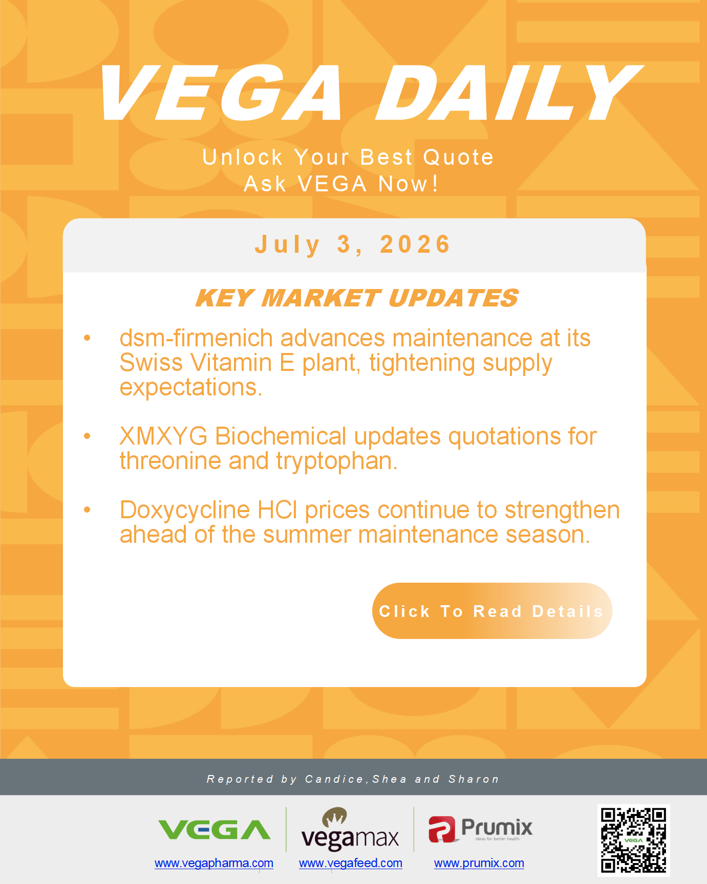 VEGA Daily 20260703 VE XMXYG Threonine Tryptophan Doxycycline Update.png
